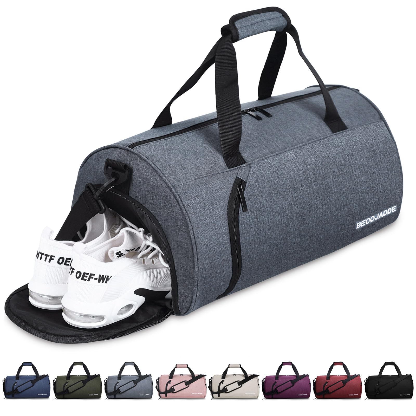 Gym Bag for Women Men with Shoe Compartment & Wet Pocket, 35L Travel Sports Duffel Bags Overnight Bag Weekend Hospital Bag with Padded Shoulder Strap for Fitness and Workout, Burgundy