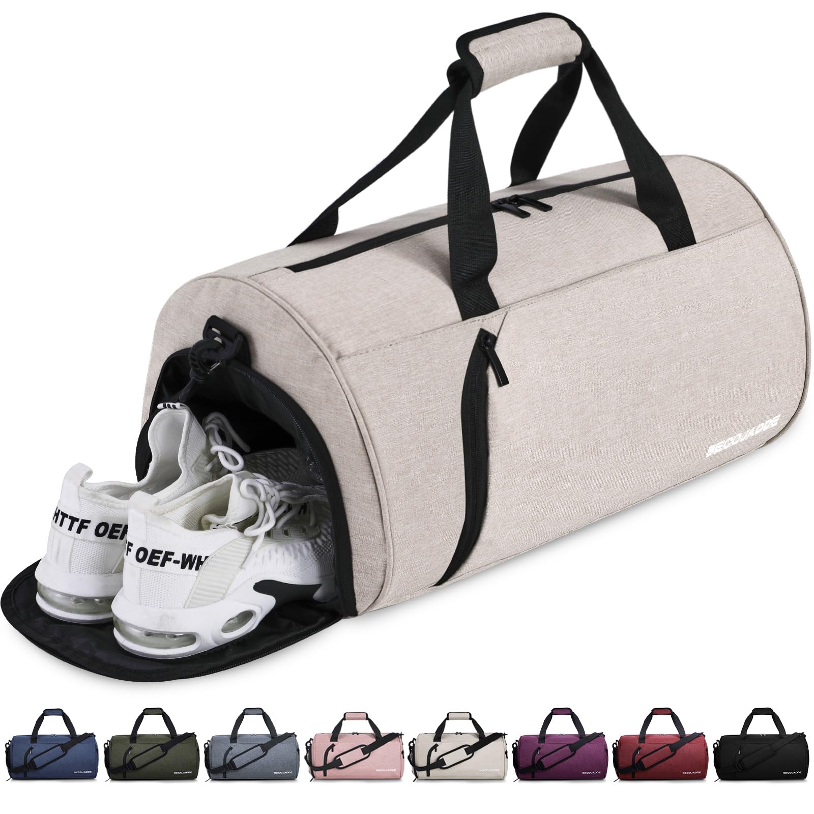 Gym Bag for Women Men with Shoe Compartment & Wet Pocket, 35L Travel Sports Duffel Bags Overnight Bag Weekend Hospital Bag with Padded Shoulder Strap for Fitness and Workout, Burgundy