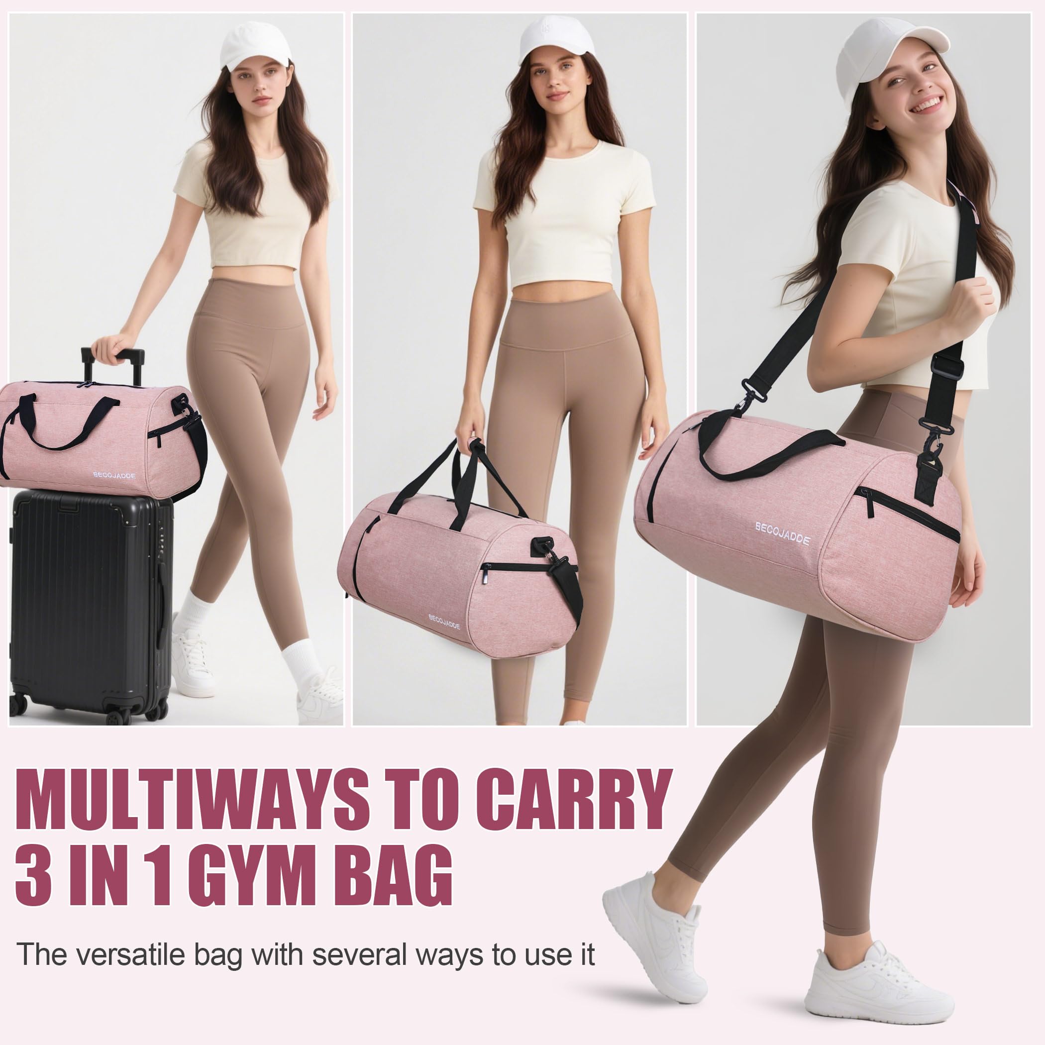 Gym Bag for Women Men with Shoe Compartment & Wet Pocket, 35L Travel Sports Duffel Bags Overnight Bag Weekend Hospital Bag with Padded Shoulder Strap for Fitness and Workout, Burgundy